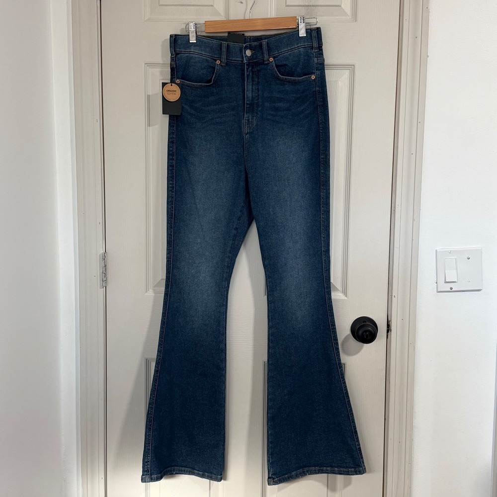 Dr. Denim‎ Moxy Flare Jeans Womens 16 Blue NWT Plus Organic Cotton Stretch